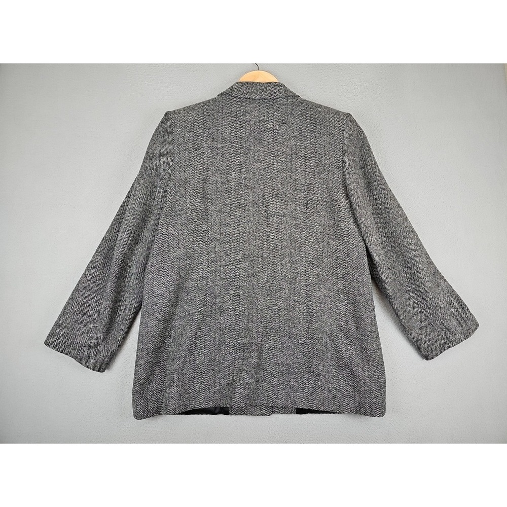 VTG L.L. Bean Blazer Peacoat Womens 10P Gray Herringbone Wool Blend Academia USA - Picture 9 of 10